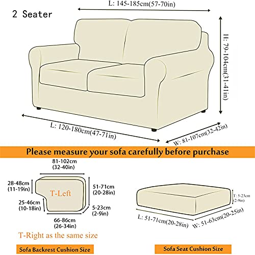 Juegos de Fundas Elásticas para Sofá con Respaldos Separados y Cojines para Asientos, Funda Antideslizante para Sofá con Banda Elástica, Protector de Muebles (2 Seater(145-178cm),Gris Oscuro)