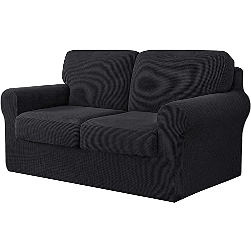 Juegos de Fundas Elásticas para Sofá con Respaldos Separados y Cojines para Asientos, Funda Antideslizante para Sofá con Banda Elástica, Protector de Muebles (2 Seater(145-178cm),Gris Oscuro)