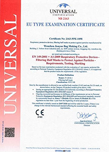 JunYue 10x Mascarillas Homologadas FFP2 NR Blancas - Embolsado individual para mayor comodidad (pack 10 mascarillas)