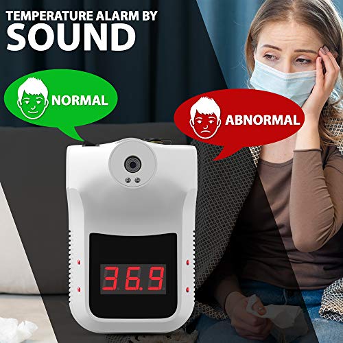 K3 Termómetro Infrarrojos de Pared Sin Contacto, Medidor de Fiebre de Personas con Alarma, Poste de Control de Temperatura Corporal Automático de Entrada Exterior o Interior