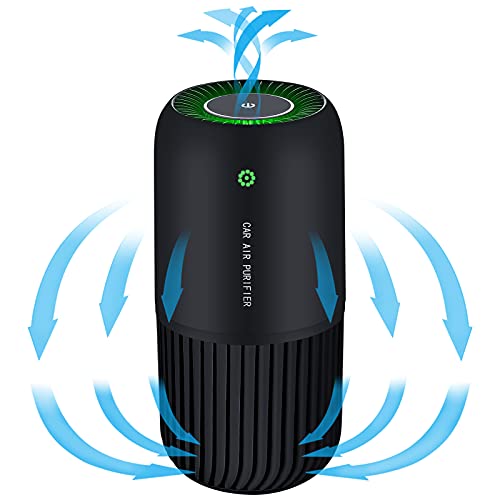 KANINO Mini Purificador de Aire con Rayos Ultravioleta, Purificador de Aire con Filtro HEPA Silencioso con 3 Modos y Luz Nocturna para Coche y Oficina, Elimina Polvo, Polen, Humo, Olor, PM2.5 - Negro