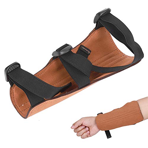 Keenso Protectores de Brazo de Caza, Tres Cinturones Equipo de protección de Tiro con Arco Caza Tradicional Arco recurvo Protector de Brazo de Tiro Guardamanos(marrón)