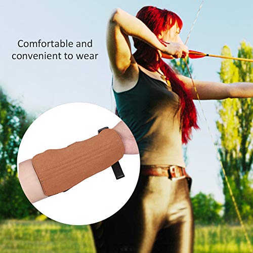 Keenso Protectores de Brazo de Caza, Tres Cinturones Equipo de protección de Tiro con Arco Caza Tradicional Arco recurvo Protector de Brazo de Tiro Guardamanos(marrón)