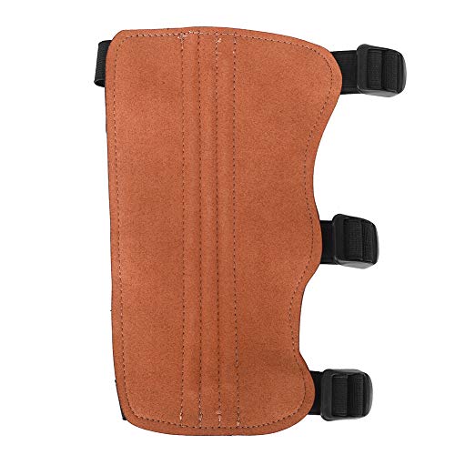 Keenso Protectores de Brazo de Caza, Tres Cinturones Equipo de protección de Tiro con Arco Caza Tradicional Arco recurvo Protector de Brazo de Tiro Guardamanos(marrón)