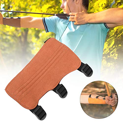 Keenso Protectores de Brazo de Caza, Tres Cinturones Equipo de protección de Tiro con Arco Caza Tradicional Arco recurvo Protector de Brazo de Tiro Guardamanos(marrón)