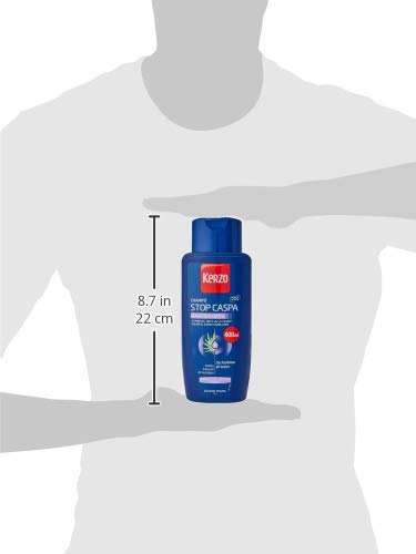 Kerzo - Champú Stop Caspa - Antipicores - Elimina el 100% de la Caspa y Calma el Cuero Cabelludo, con Aceite Esencial de Eucalipto, Blanco, 1200 Mililitros, Pack de 3