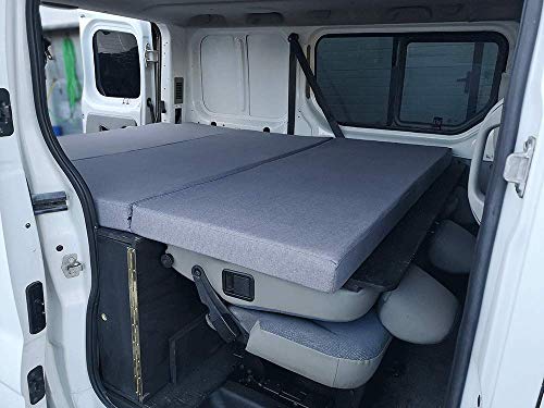 KFoam.es Colchón Plegable con Viscoelástica para Renault Trafic, Opel Vivaro y Nissan Primastar (2002-2014) 155x190x8 cm Color Gris