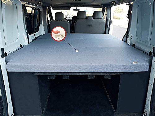 KFoam.es Colchón Plegable con Viscoelástica para Renault Trafic, Opel Vivaro y Nissan Primastar (2002-2014) 155x190x8 cm Color Gris