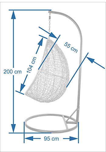 Kideo Swing Chair Sillón Colgante Hamaca Sillón de Descanso Muebles de Salón *Eyecatcher* - Blanco/Gris