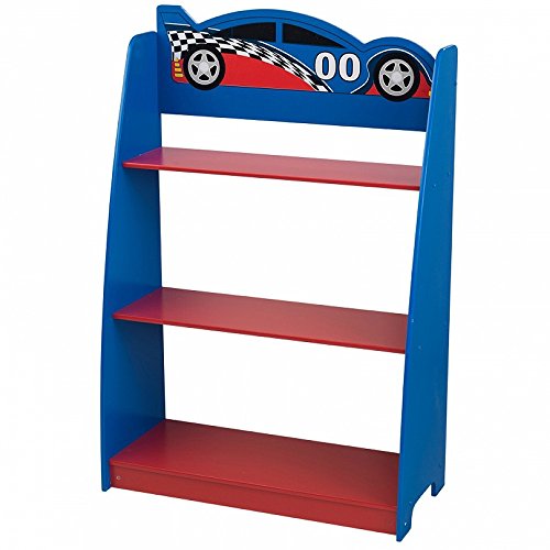 KidKraft 76041 Mesita infantil de noche con cajón de madera coche de carreras