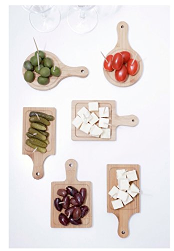 Kikkerland – Mini bandejas de Servir, bambú, Beige, Juego de 6