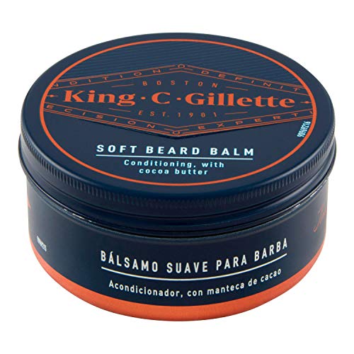 King C. Gillette Bálsamo Barba Hombre con Manteca de Cacao, Aceite de Argán y Manteca de Karité, 100 ml
