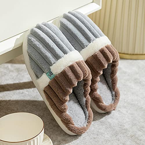 Kirin-1 Zapatillas de Estar en casa Hombre Divertidas,Zapatillas de algodón Mujer Invierno hogar Interior silencioso Antideslizante Calor casero-41-42_Gris Claro