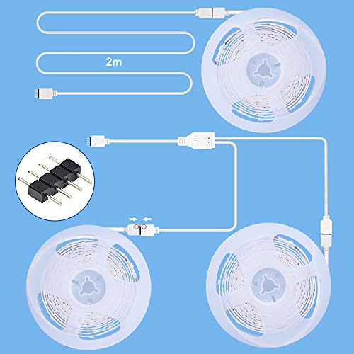 Kit de Conector de Tira de LED,Kits de Conectores de Tiras LED sin Soldadura para 4 Pines 10 mm 5050 RGB con Cable Divisor de 2 Vías,Cable de Extensión de 2 M,Conector de Forma de T y L