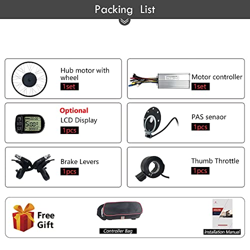 Kit de conversión de Bicicleta eléctrica 48V1000W, Motor de Cubo de Rueda Delantera de Alta Potencia de 26 Pulgadas, Pantalla LCD5, fácil de Instalar