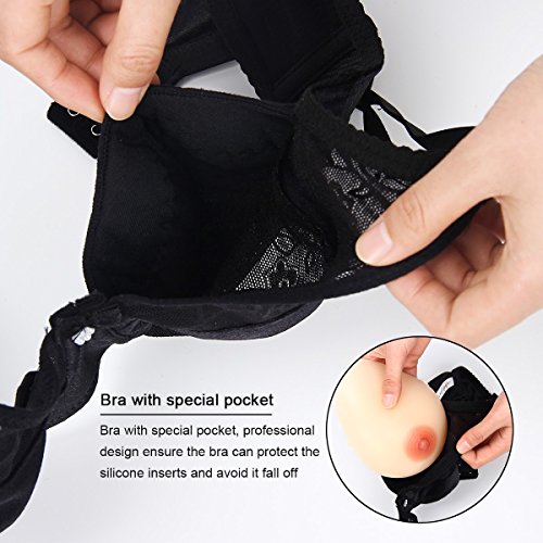 Kitchnexus Sujetador de mastectomía para Pechos postizos de Silicona (42/95, Negro)