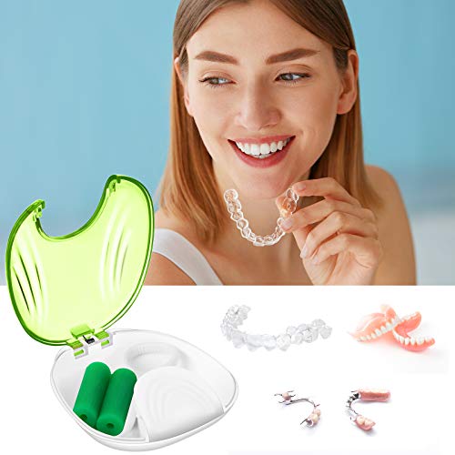 Kits de 2 Estuches de Alineadores y Retenedores Caja de Retención Azul y Verde Recipiente de Dentadura Parcial con Herramienta de Eliminación de Alineadores y Masticador Invisible