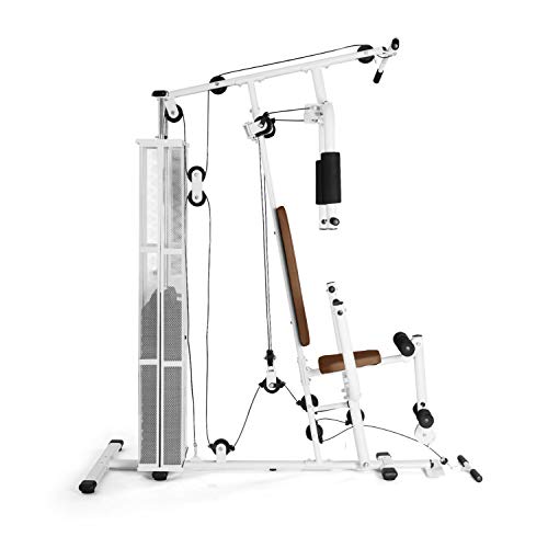 Klarfit Ultimate Gym - Máquina multifunción musculación, Multiestación musculacion, Máquina de musculación, Hombros, Espalda, Brazos, isquiotibiales y glúteos, Acolchada, Blanco