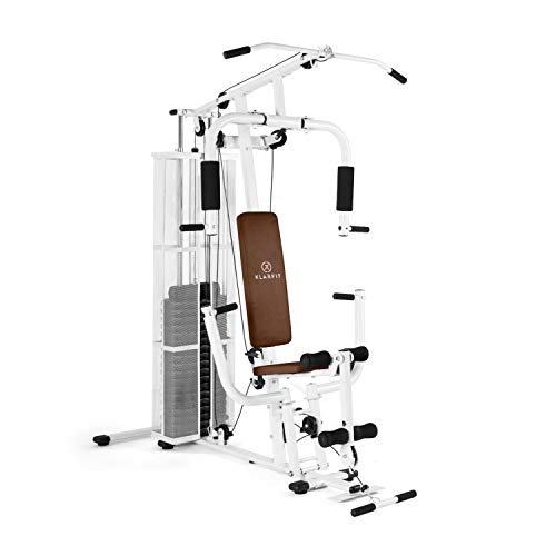 Klarfit Ultimate Gym - Máquina multifunción musculación, Multiestación musculacion, Máquina de musculación, Hombros, Espalda, Brazos, isquiotibiales y glúteos, Acolchada, Blanco