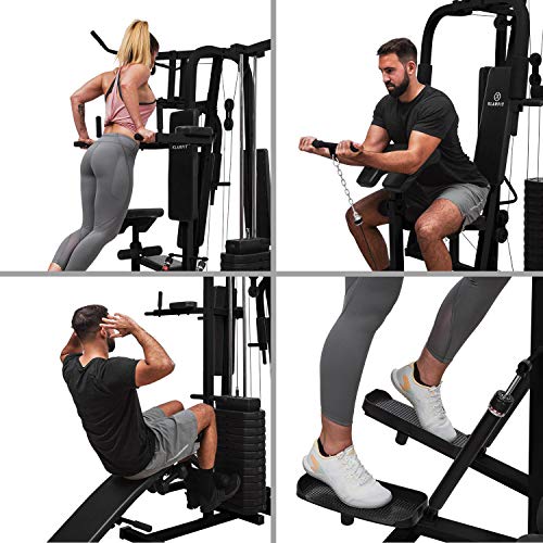 Klarfit Ultimate Gym - Máquina multifunción musculación, Multiestación musculacion, Máquina de musculación, Hombros, Espalda, Brazos, isquiotibiales y glúteos, Acolchada, 9000, Negro