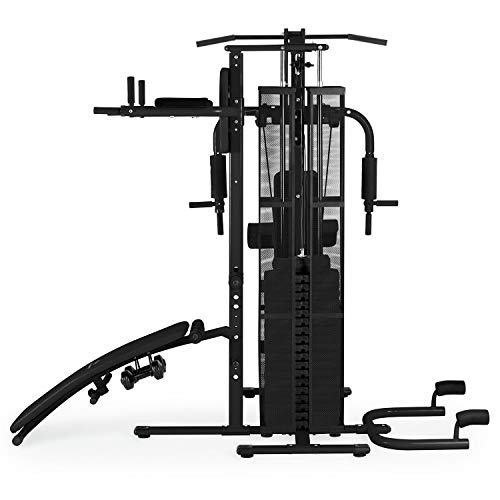 Klarfit Ultimate Gym - Máquina multifunción musculación, Multiestación musculacion, Máquina de musculación, Hombros, Espalda, Brazos, isquiotibiales y glúteos, Acolchada, Blanco