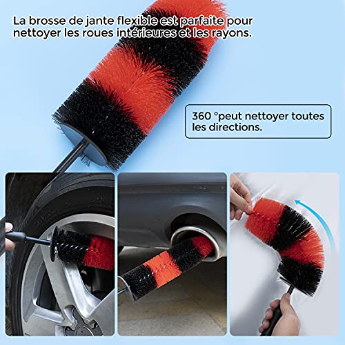 Klas Remo - Cepillo para limpiar el coche, 13 unidades, cepillo de lavado para coche, cepillo para limpiar el asiento del coche, cepillo de limpieza interior del coche, cepillo de rodilla y neumáticos