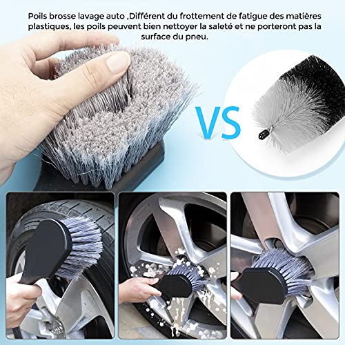 Klas Remo - Cepillo para limpiar el coche, 13 unidades, cepillo de lavado para coche, cepillo para limpiar el asiento del coche, cepillo de limpieza interior del coche, cepillo de rodilla y neumáticos
