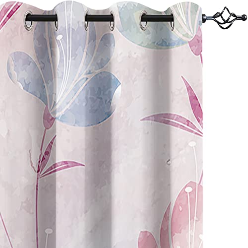 KLily Impresión Digital Serie De Flores En 3D Cortinas Dormitorio del Hotel Sala De Estar En El Hogar Balcón Jardín Adecuado para Cortinas Opacas Sombreado Engrosado Sin Perforaciones Agujero