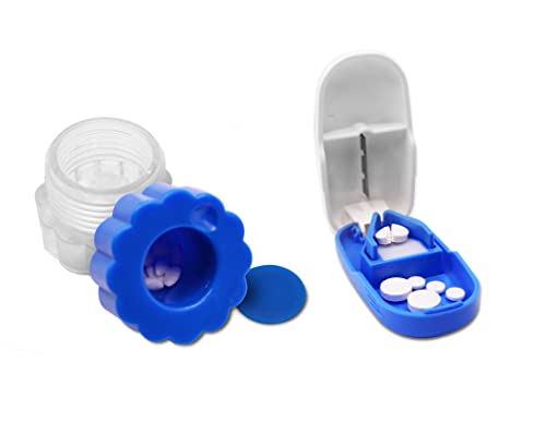 KMINA - Cortador y Triturador de Pastillas, Partidor de Pastillas Portátil, Pastillero Cortador Triturador Manual, Cortador Medicamentos, Machacador Pastillas (Incluye Cortador y Triturador).