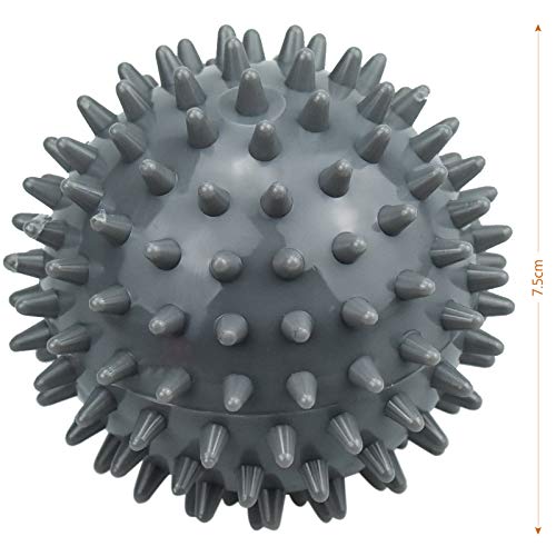 Komoyo - Juego de 2 Bolas de Erizo de 7,5 cm para Masaje, Juego de Bolas de Erizo con Perillas, Bola de Masaje de Erizo, Bolas de Masaje para Espalda, Piernas, Pies y Manos