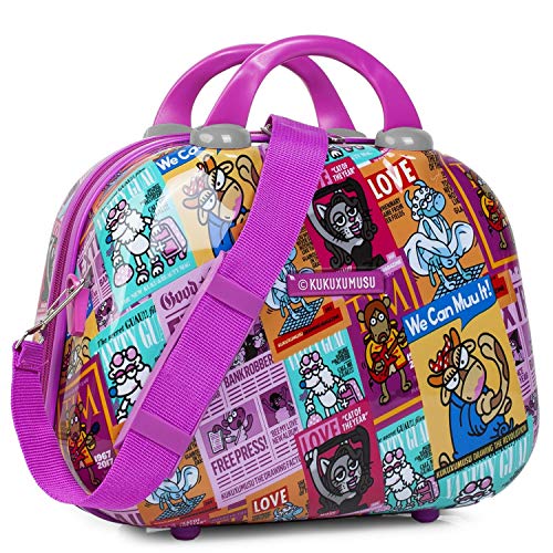 Kukuxumusu - Neceser Rígido Infantil Juvenil de Policarbonato Estampado Grande de Viaje, Maleta de Aseo. Múltiples Compartimentos, Espejo Interior, 130735, Color Fucsia, Fucsia (neceser-130735)