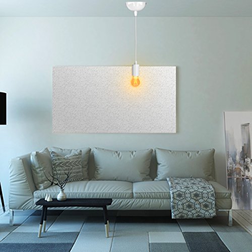 kwmobile Portalámpara vintage E27 - Lámpara de techo cable blanco de tela 90CM - Lámpara colgante retro con soporte y base de metal color blanco