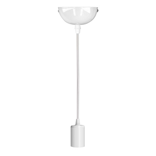 kwmobile Portalámpara vintage E27 - Lámpara de techo cable blanco de tela 90CM - Lámpara colgante retro con soporte y base de metal color blanco