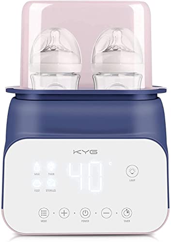 KYG Calienta Biberones Dual, Calienta/Descongela Leche Materna y Alimentos para Bebés, con Modo Constante, Esterilizar de Vapor, Sencillo de Usar en la Noche