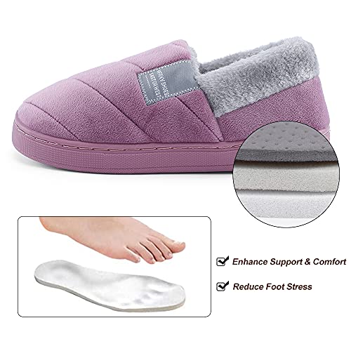 LACOFIA Zapatillas de Estar por Casa de Mujer Cerradas Pantuflas Señora Invierno con Suela de Goma Antideslizante para Interiores y Exteriores Morado 40/41
