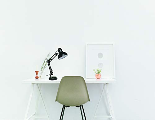 Lampara de mesa con brazo articulado regulable y giratorio, para lectura, estudio o trabajo, estilo retro, industrial, vintage. Lacado negro