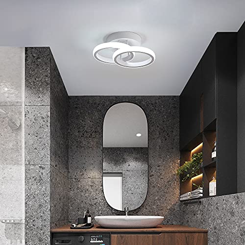 Lámpara de Techo Moderna, Plafon LED Techo acrílica 22W Moderno, Diseño Forma de 2 LED anillos, Luz de Techo para Dormitorio Cocina Sala de Estar Pasillo Comedor Balcón, Blanco Frío 6000K