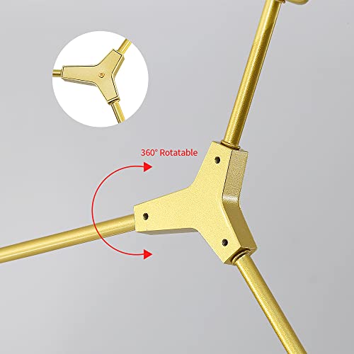 Lámpara de Techo Vintage Lampara Sputnik Dorada con 6 Luces de Brazo Giratorio, Lámpara de Araña de Techo Adecuado para Dormitorio, Pasillo, Sala de Estar, Bar (Bombillas no Incluidas)