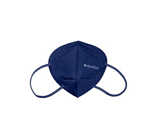 Langci Mascarilla FFP2 Azul Homologada CE 2163, Caja de 50 mascarillas en Bolsas Individuales, Certificación Europea Norma UNE EN149:2001+A1:2009, Envase Individual EPI Filtrado > 95% KN95