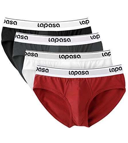 LAPASA Calzoncillos Hombre Slip Pack de 4 Boxer Algodón Peinado para Hombre con Soporte Frontal M04 XL Multicolor