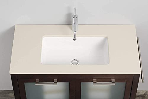Lavabo Bajo Encimera o Soto Encastre de Porcelana Blanca Rectangular Roma de 54x34x17cm con Rebosadero para Mueble de Baño. Diseño Atemporal combinable con Cualquier Ambiente