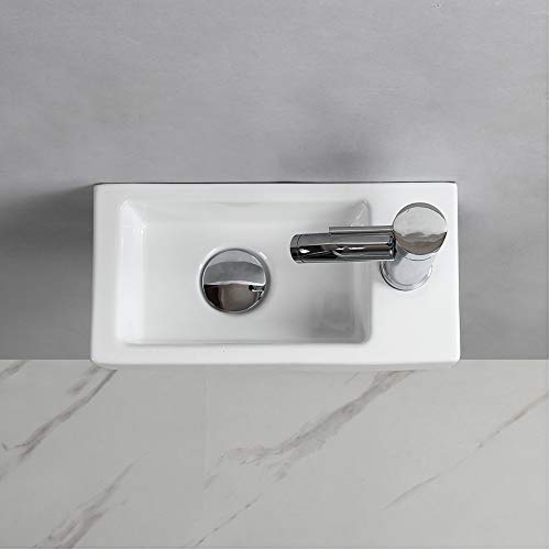 Lavabo de pared para lavabo pequeño rectangular de cerámica