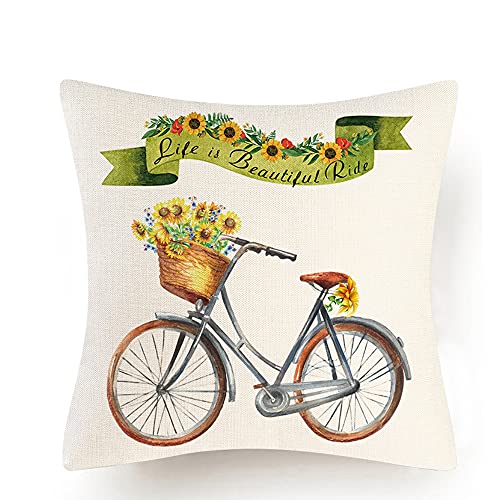 Lazz1on Fundas de Cojín Modelo Algodón Lino Retro Suave Funda de Almohada Cuadrado para Sofá Cama Decoración para Hogar 45x45cm, Juego de 4