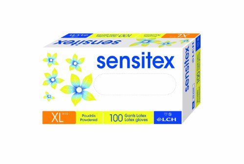 LCH Sensitex Guantes de látex en polvo, XL, paquete de 100