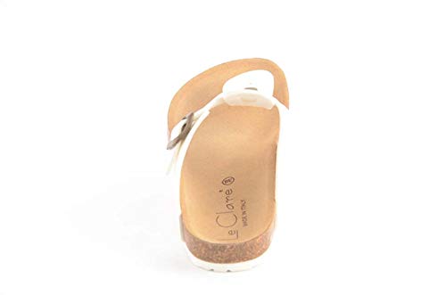 Le Clare Lilly Color Liso - Chanclas de Mujer de Verano con Plantilla Anatómica en Corcho - Color Blanco - Talla 36