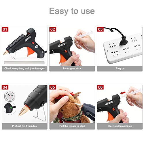 LeaderPro Pistola Silicona Caliente 60W, Profesional Pistola de Pegamento con 20pcs Barras, Pistola Manualidades para Bricolaje, Pistolas Encolar para, Empaques, Reparaciones y en el Hogar, Oficina