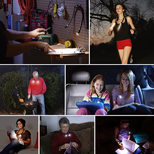 LEDGLE Manos Libres luz de Abrazo, Cuello Libro luz Recargables LED luz de Noche Lámpara de Lectura Flexible, 4 Cuentas LED, 3 Modos de Iluminación, Cable USB Incluido