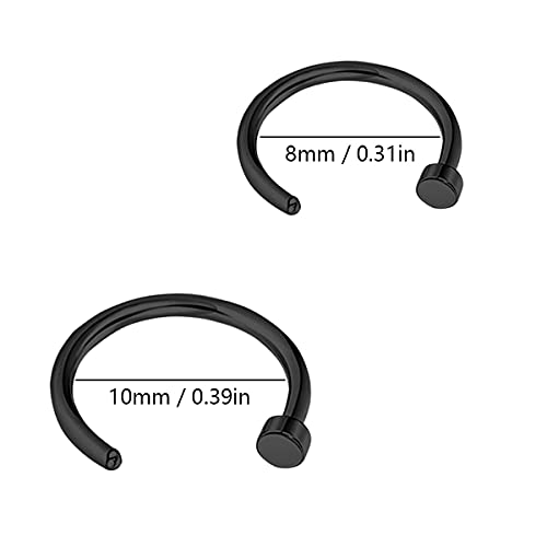 LEEQ Piercing de joyería de cuerpo de perno de nariz de aro de anillo de nariz de acero inoxidable, 6 piezas