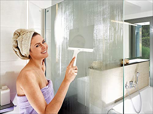 Leifheit Limpiacristales para cabinas de ducha Cabino, rasqueta limpiacristales extraligera para un fácil manejo, limpia mamparas y azulejos, 24 cm