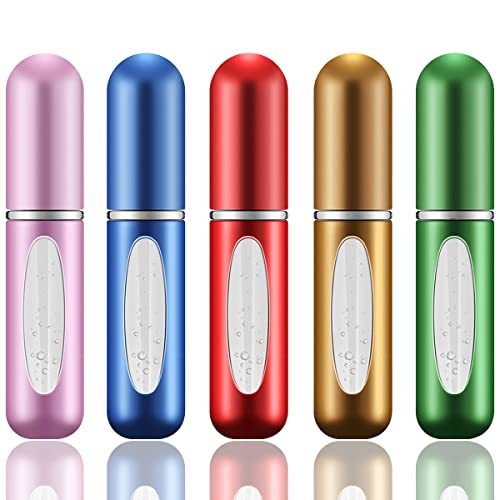 Leikedun 5 Pcs 5ml Atomizador Perfume Recargable, Mini Spray de Perfume Portátil Atomizador de Perfume Pulverizador Bomba Recargable Perfume Spray Frasco, Botella Vacío Pulverizador Viaje